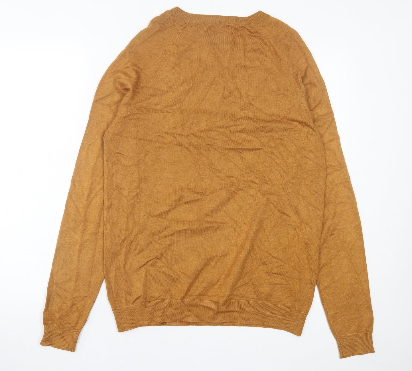 Pull&Bear Mens Brown Crew Neck Acrylic Pullover Jumper Size M