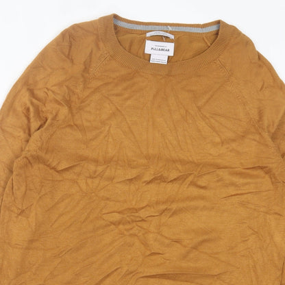 Pull&Bear Mens Brown Crew Neck Acrylic Pullover Jumper Size M