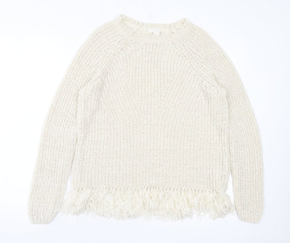 H&M Womens Beige Crew Neck Acrylic Pullover Jumper Size S