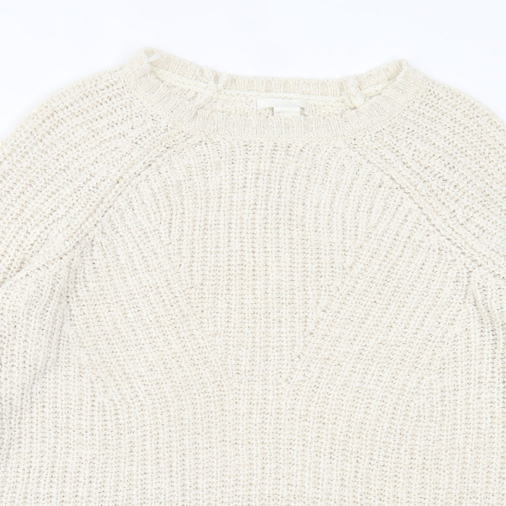 H&M Womens Beige Crew Neck Acrylic Pullover Jumper Size S