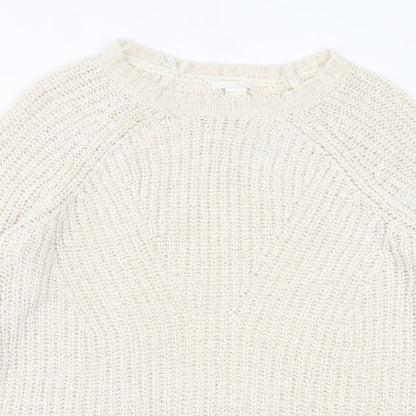 H&M Womens Beige Crew Neck Acrylic Pullover Jumper Size S