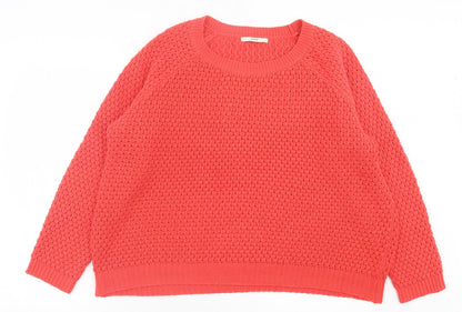 George Womens Red Crew Neck Acrylic Pullover Jumper Size L