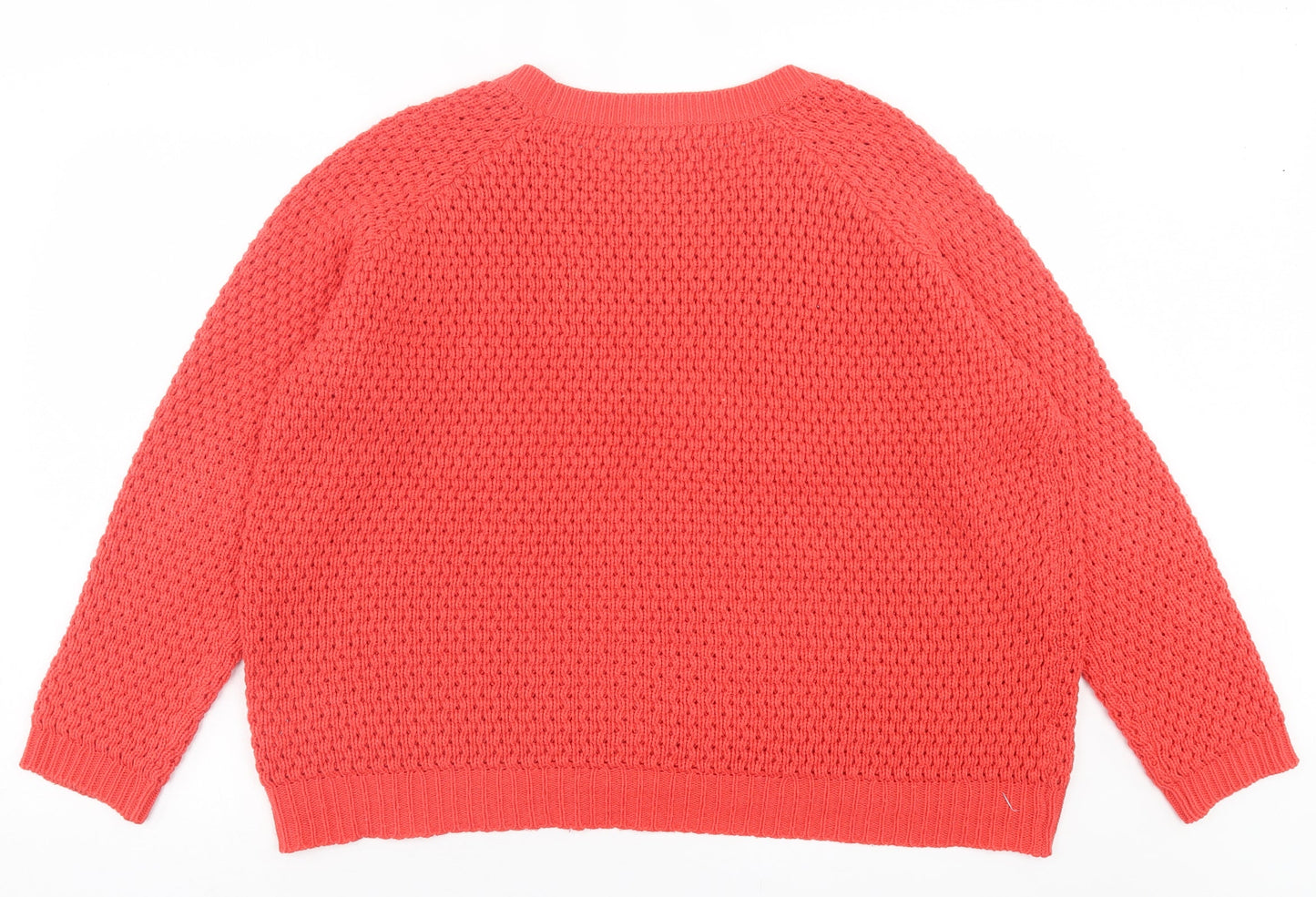 George Womens Red Crew Neck Acrylic Pullover Jumper Size L