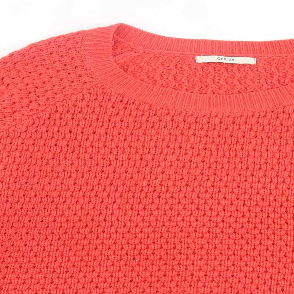 George Womens Red Crew Neck Acrylic Pullover Jumper Size L