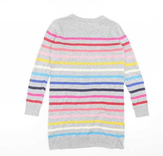 Gap Womens Multicoloured Crew Neck Striped Acrylic Tunic Jumper Size M
