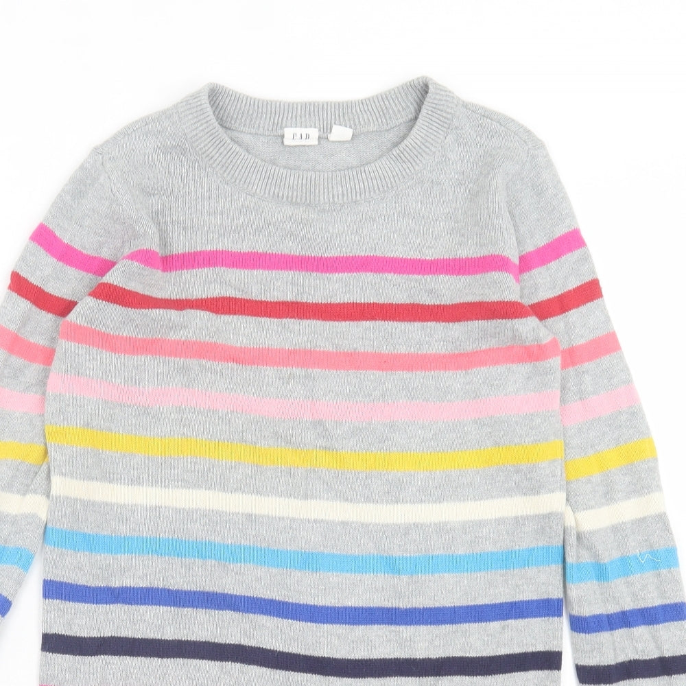 Gap Womens Multicoloured Crew Neck Striped Acrylic Tunic Jumper Size M