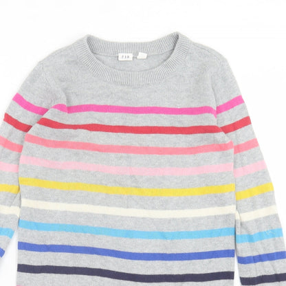 Gap Womens Multicoloured Crew Neck Striped Acrylic Tunic Jumper Size M