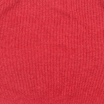 F&F Womens Red Crew Neck Acrylic Pullover Jumper Size 20