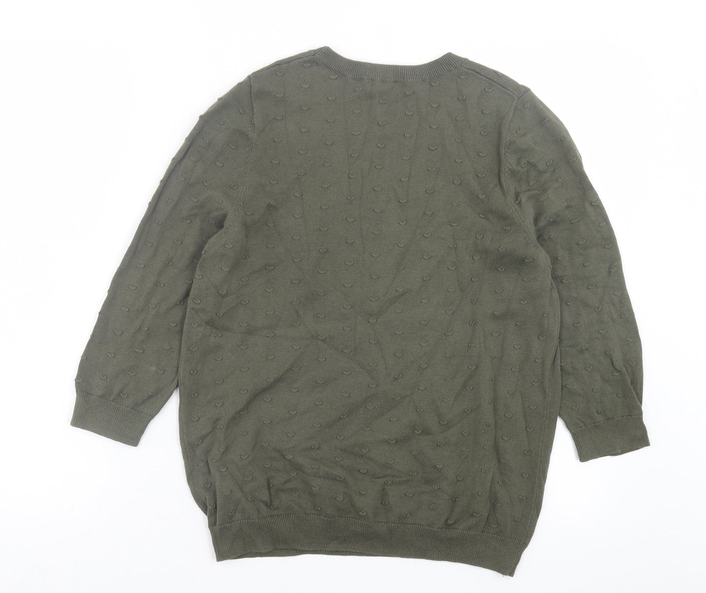 TU Womens Green Crew Neck Cotton Pullover Jumper Size 14