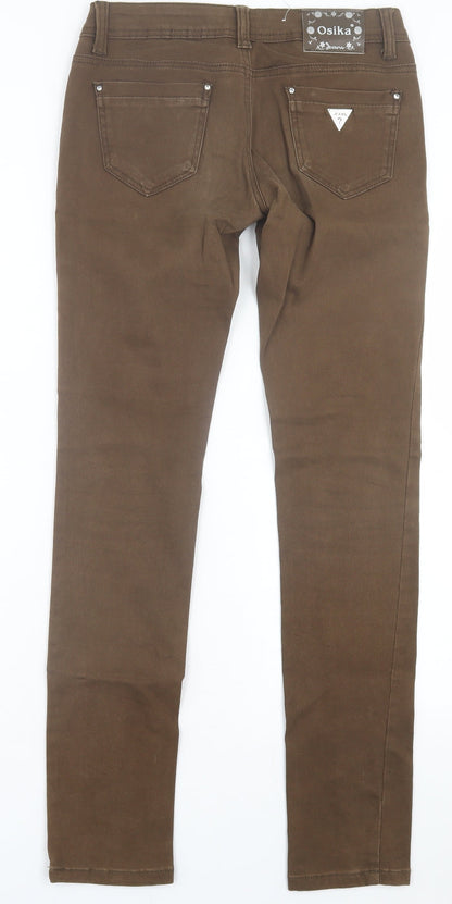 OSIKA Womens Brown Cotton Skinny Jeans Size 27 in L31 in Regular Button