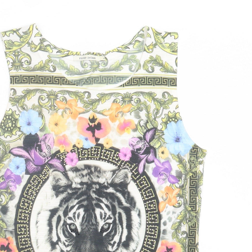 Womens UK Size 8 River Island Multicoloured Basic Tank