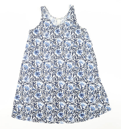 H&M Womens Blue Geometric Viscose A-Line Size S Scoop Neck Pullover