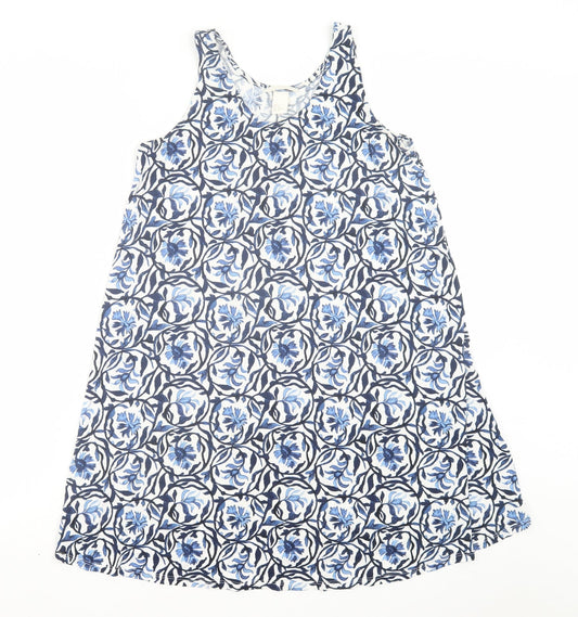 H&M Womens Blue Geometric Viscose A-Line Size S Scoop Neck Pullover
