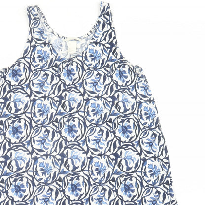 H&M Womens Blue Geometric Viscose A-Line Size S Scoop Neck Pullover
