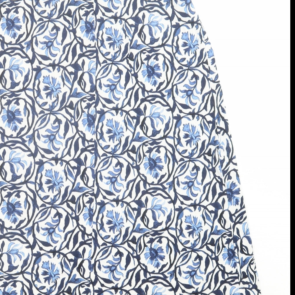 H&M Womens Blue Geometric Viscose A-Line Size S Scoop Neck Pullover