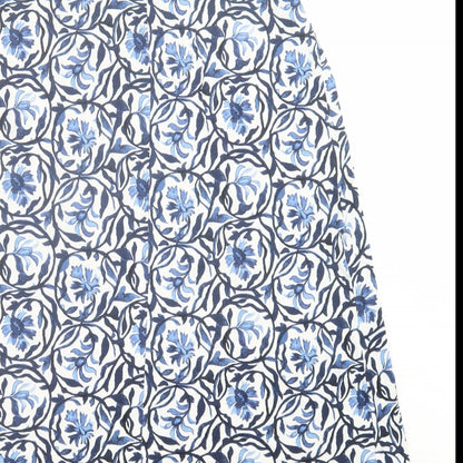 H&M Womens Blue Geometric Viscose A-Line Size S Scoop Neck Pullover