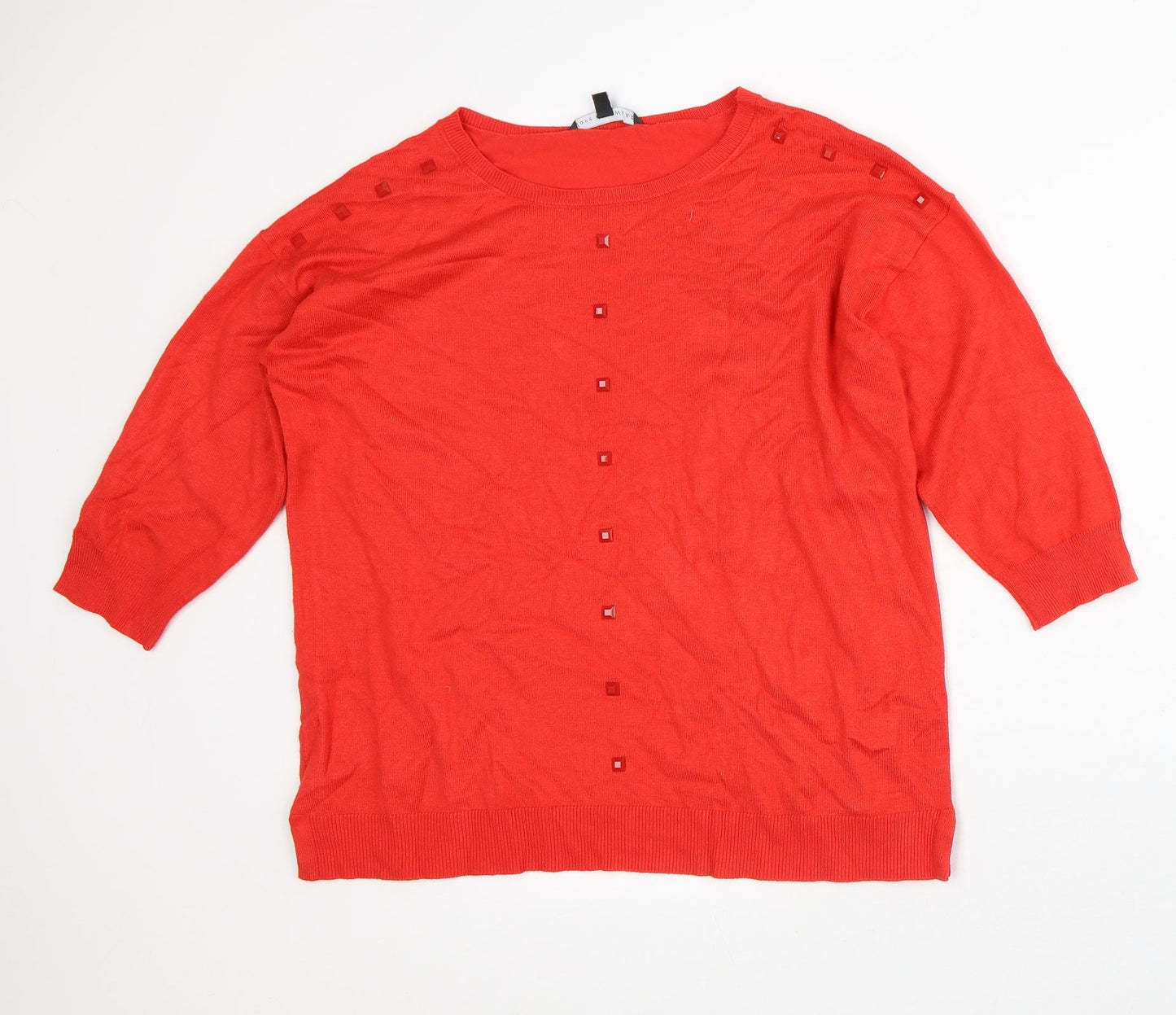 Love Knitwear Womens Red Geometric Viscose Pullover Sweatshirt Size 12