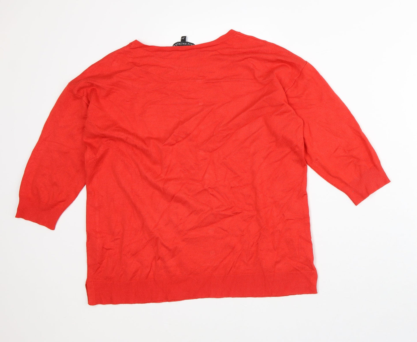 Love Knitwear Womens Red Geometric Viscose Pullover Sweatshirt Size 12