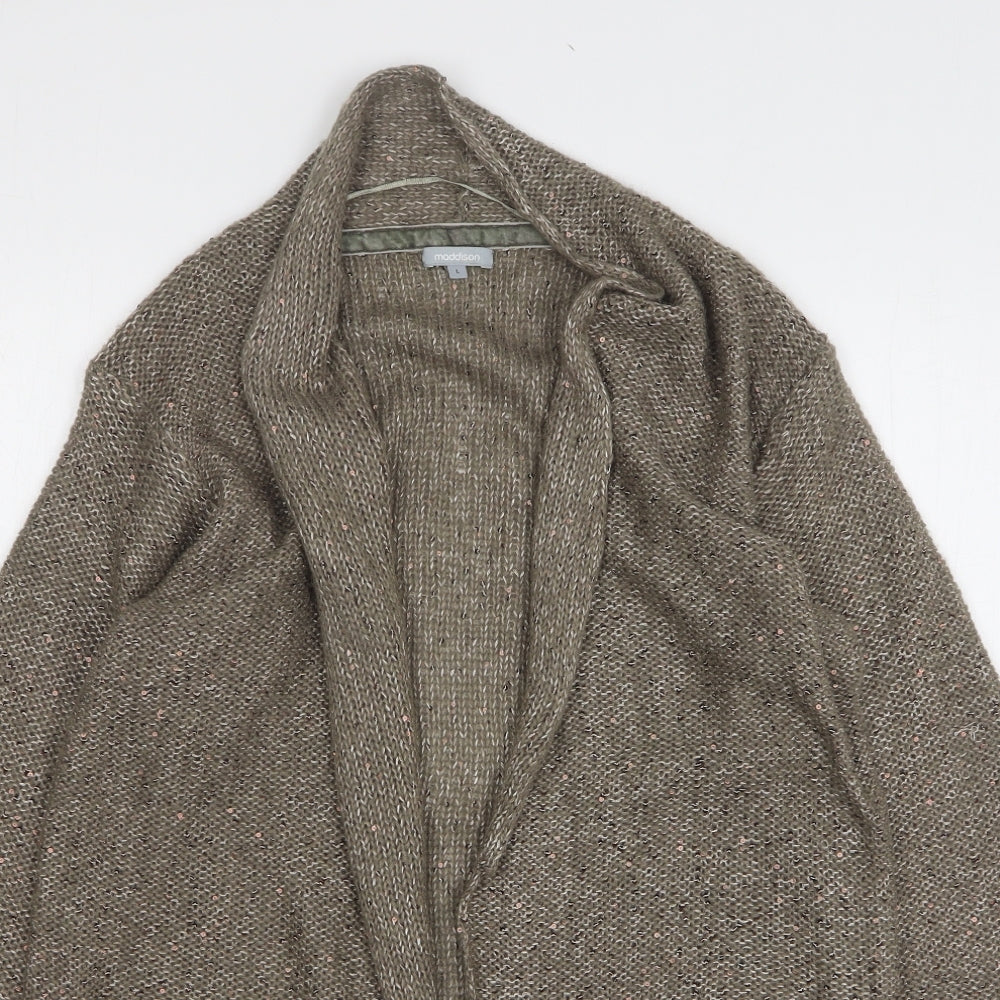 Maddison Womens Brown V-Neck Polyester Cardigan Jumper Size L