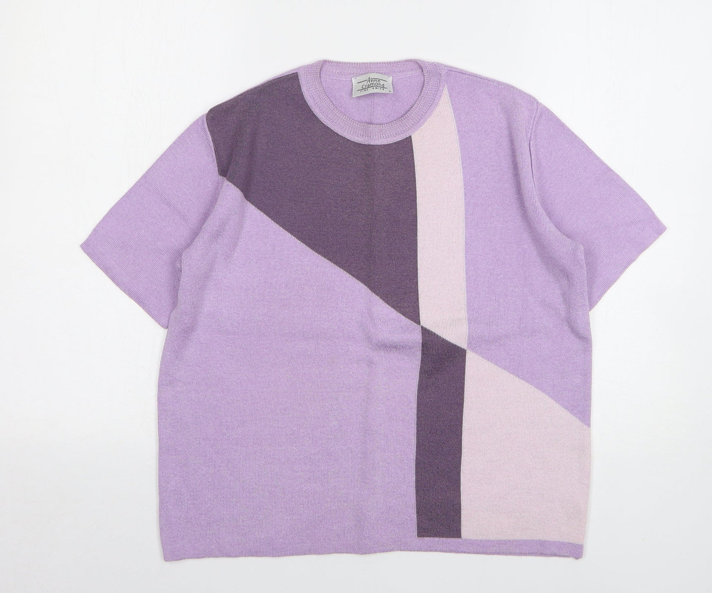 Anne Cramond Womens Purple Round Neck Acrylic Pullover Jumper Size M