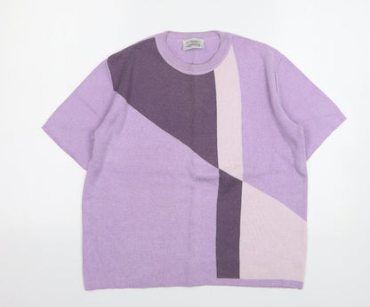 Anne Cramond Womens Purple Round Neck Acrylic Pullover Jumper Size M