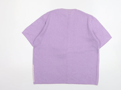 Anne Cramond Womens Purple Round Neck Acrylic Pullover Jumper Size M