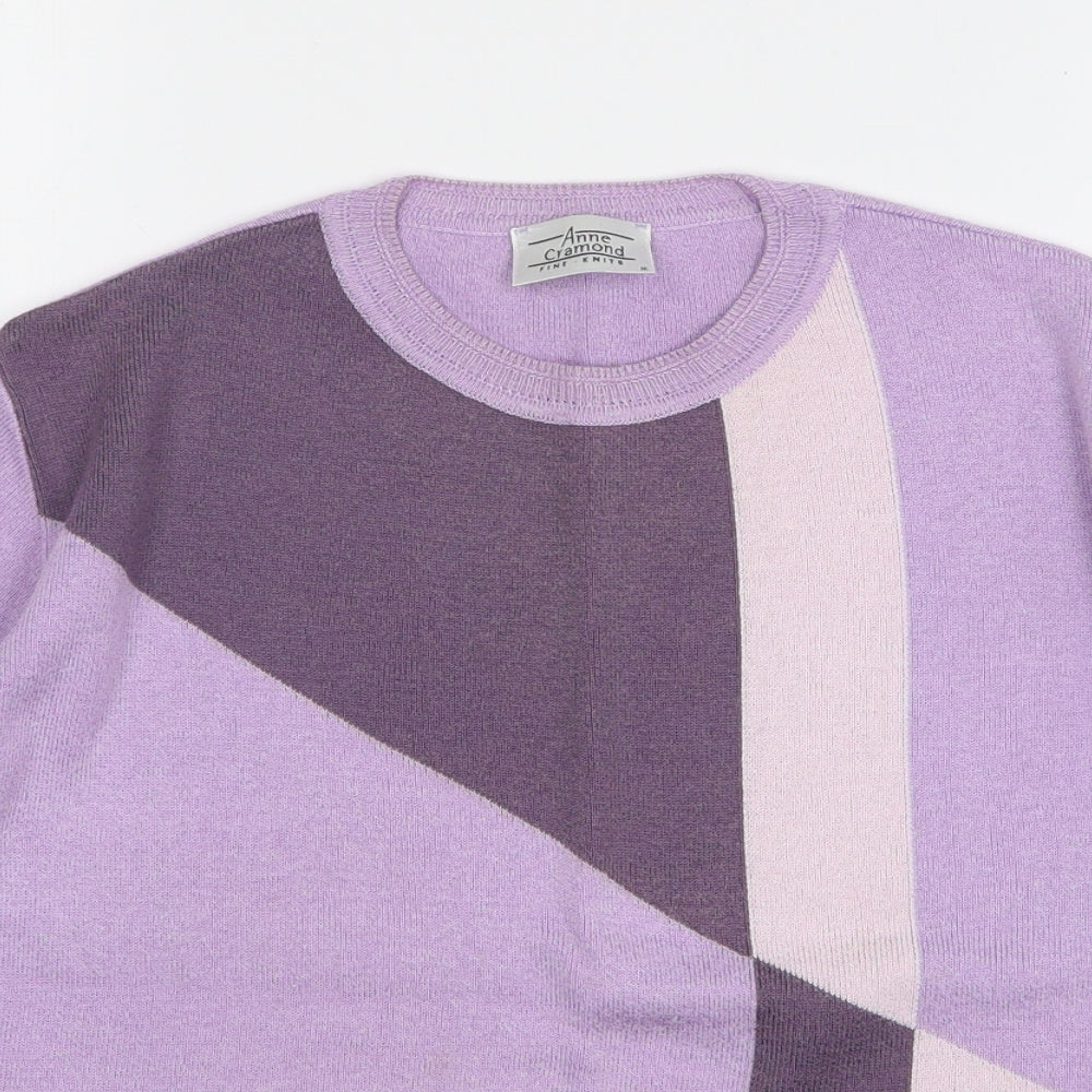 Anne Cramond Womens Purple Round Neck Acrylic Pullover Jumper Size M