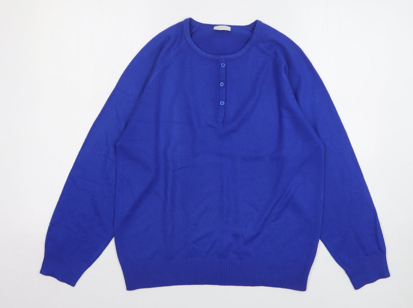 Classics Womens Blue Round Neck Acrylic Pullover Jumper Size 10