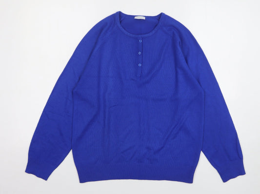 Classics Womens Blue Round Neck Acrylic Pullover Jumper Size 10