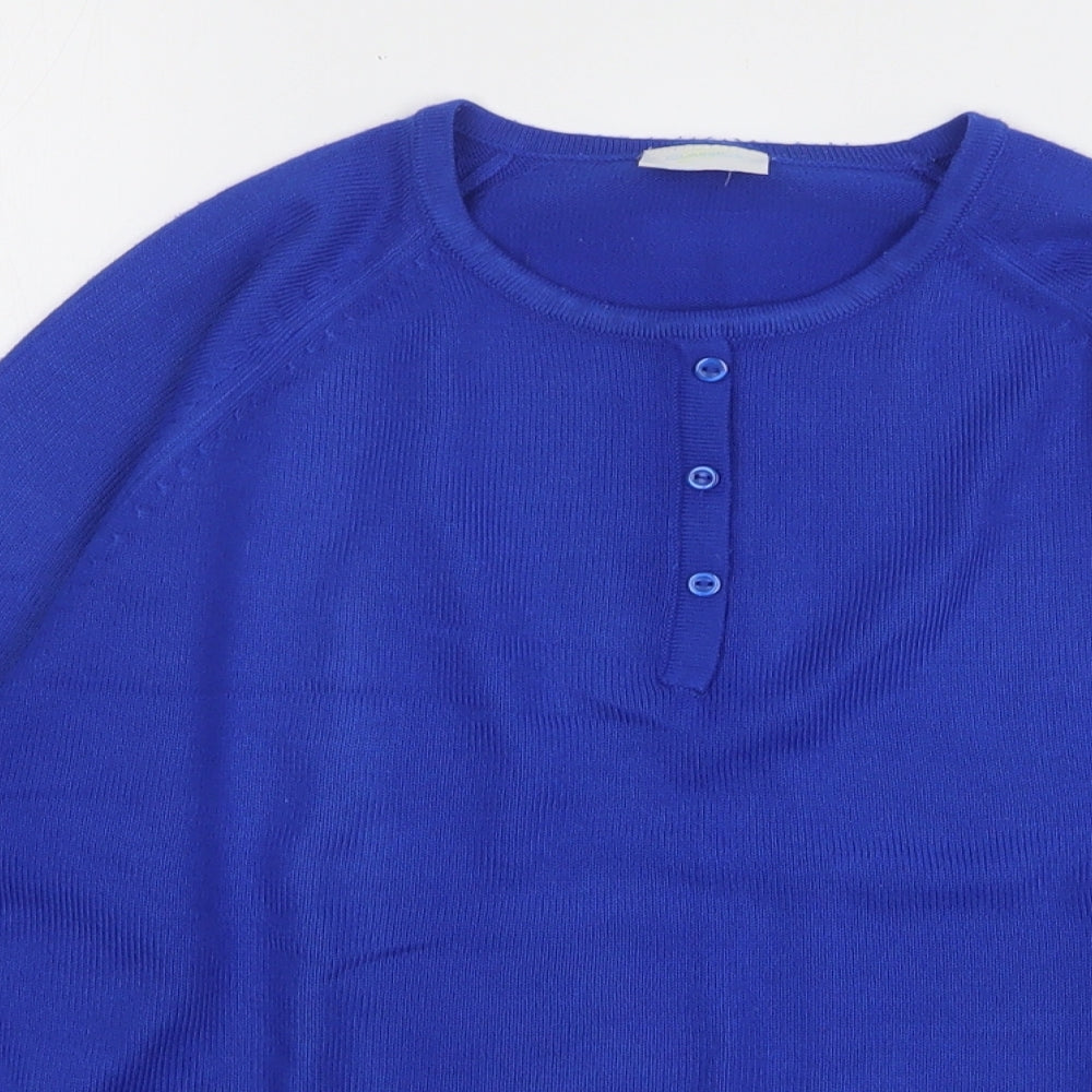 Classics Womens Blue Round Neck Acrylic Pullover Jumper Size 10
