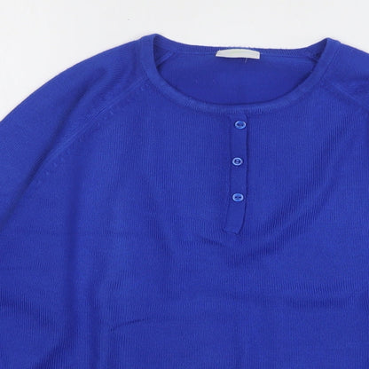 Classics Womens Blue Round Neck Acrylic Pullover Jumper Size 10