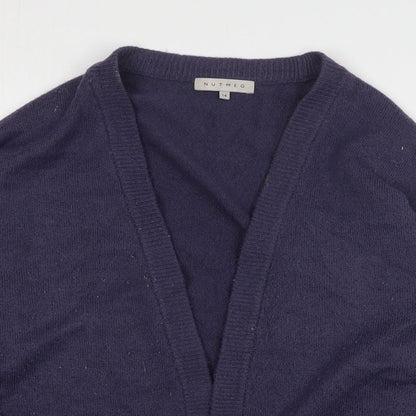 Nutmeg Womens Blue V-Neck Acrylic Cardigan Jumper Size 14