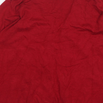 Marks and Spencer Womens Red V-Neck Viscose Pullover Jumper Size 14