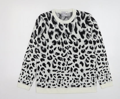 In Stitches Womens Multicoloured Round Neck Animal Print Acrylic Pullover Jumper Size S