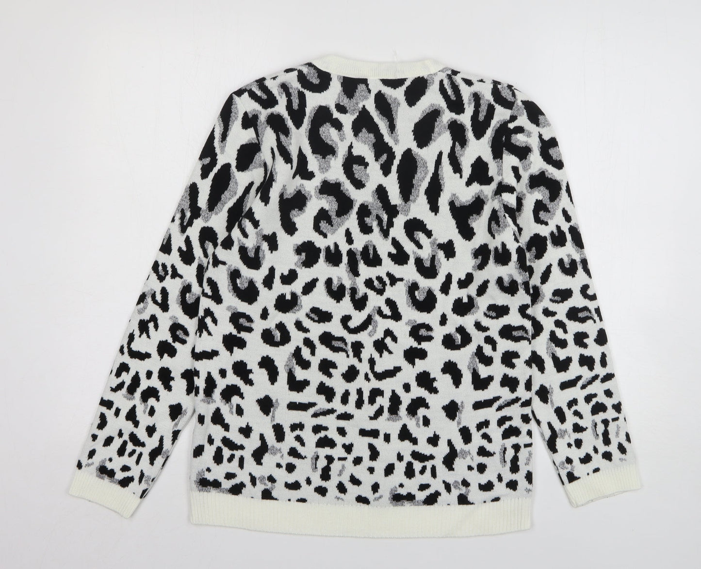 In Stitches Womens Multicoloured Round Neck Animal Print Acrylic Pullover Jumper Size S