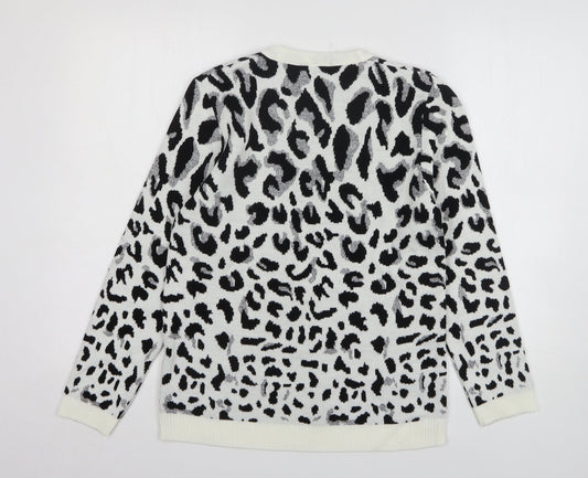In Stitches Womens Multicoloured Round Neck Animal Print Acrylic Pullover Jumper Size S