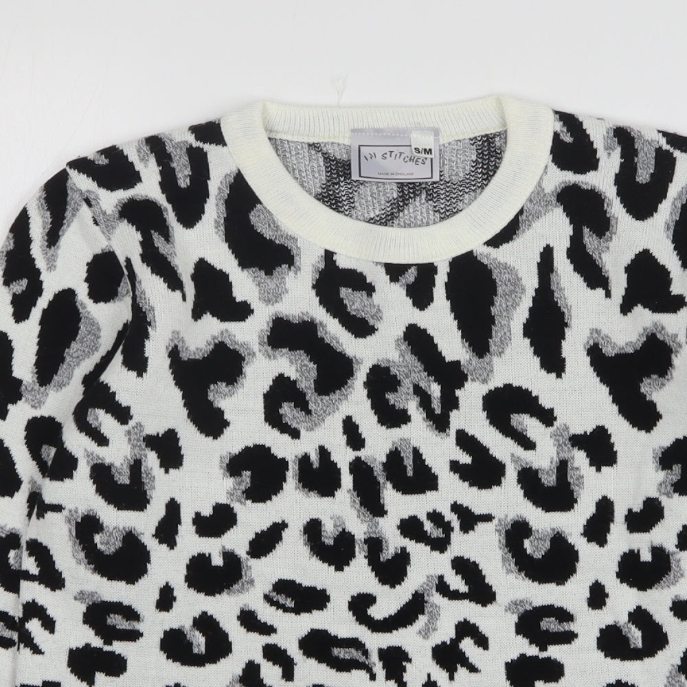 In Stitches Womens Multicoloured Round Neck Animal Print Acrylic Pullover Jumper Size S