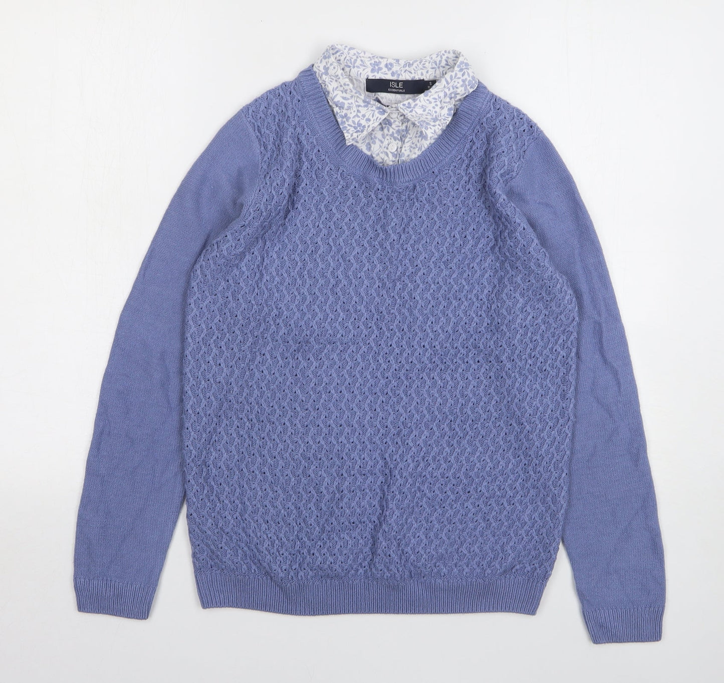 Womens UK Size 10 Isle Essentials Blue Pullover Jumper