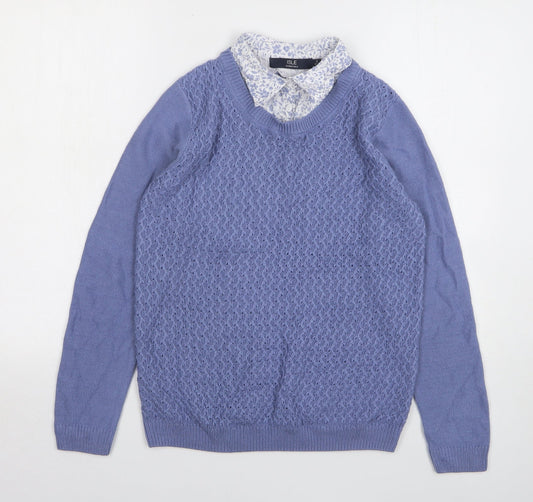 Womens UK Size 10 Isle Essentials Blue Pullover Jumper