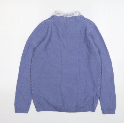 Womens UK Size 10 Isle Essentials Blue Pullover Jumper
