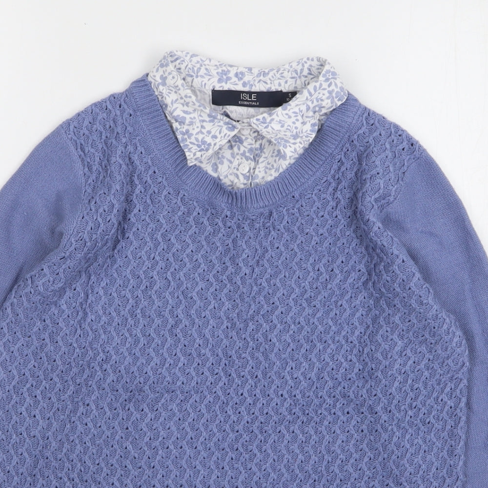 Womens UK Size 10 Isle Essentials Blue Pullover Jumper