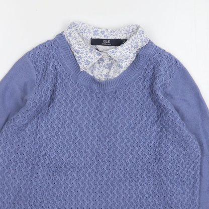 Womens UK Size 10 Isle Essentials Blue Pullover Jumper