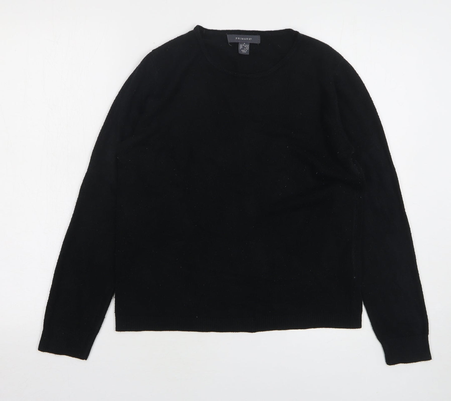 Primark Womens Black Round Neck Acrylic Pullover Jumper Size 10