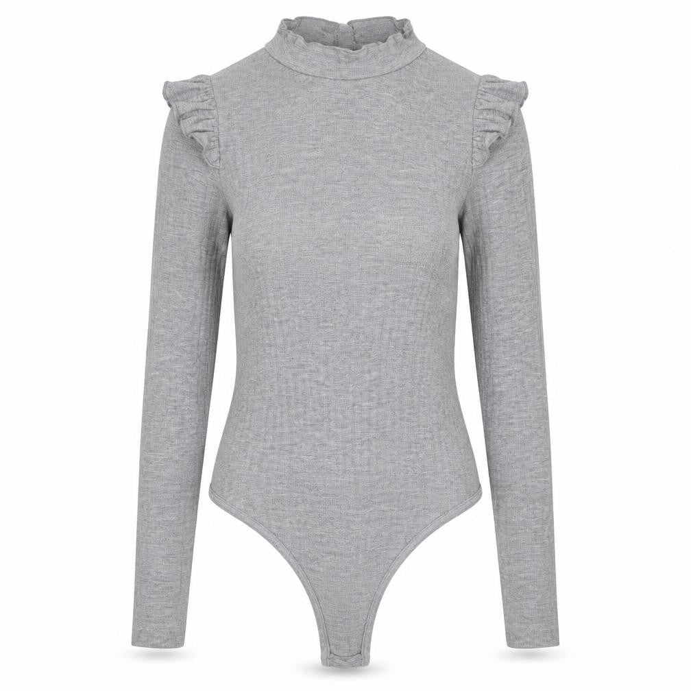 Womens UK Size 10 Misspap One-Piece Grey Bodysuit