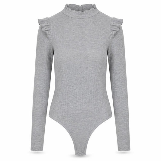 Womens UK Size 10 Misspap One-Piece Grey Bodysuit
