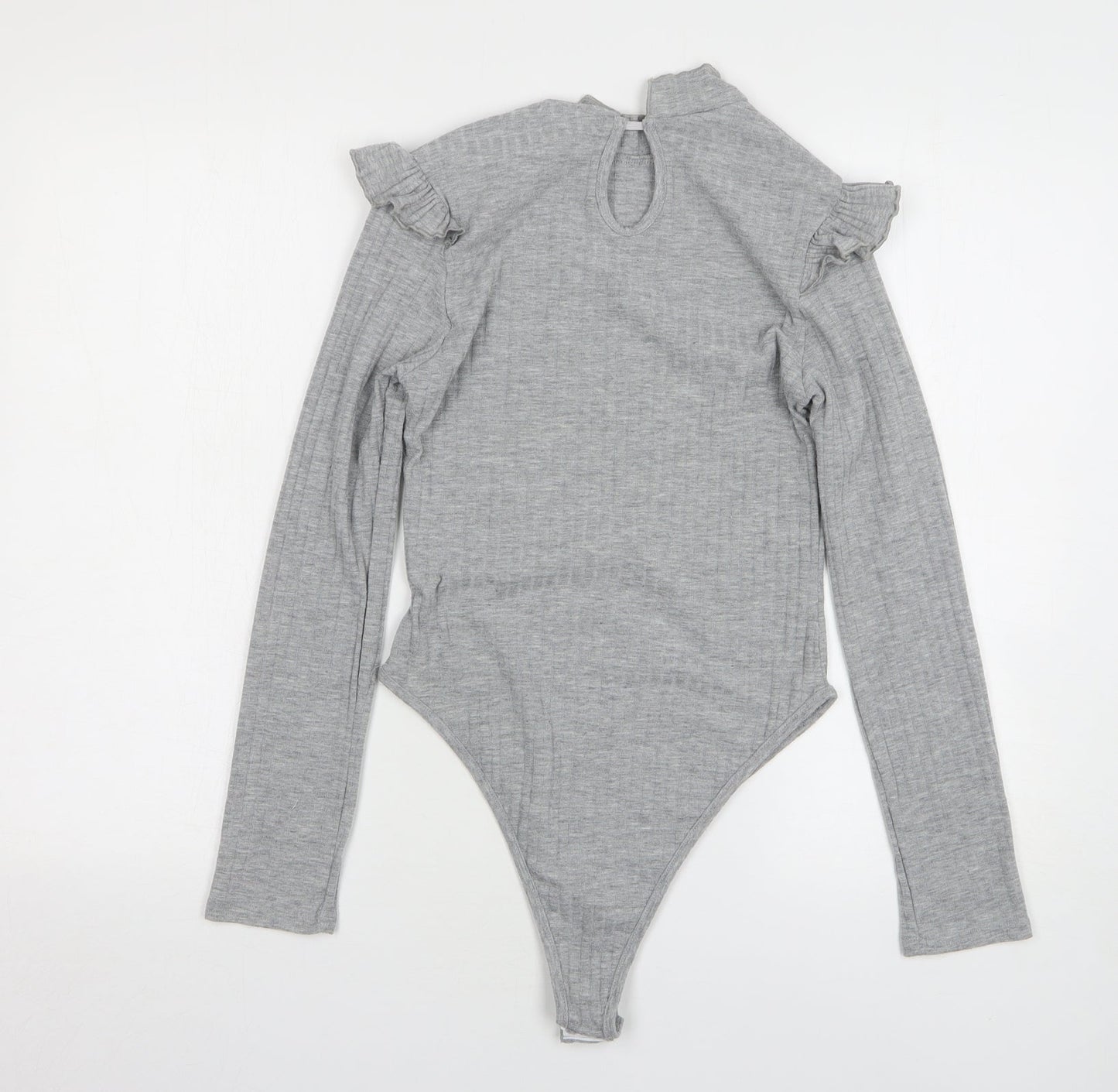 Misspap Womens Grey Polyester Bodysuit One-Piece Size 10