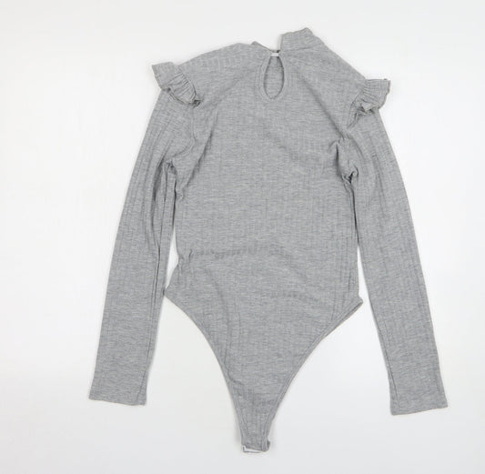 Misspap Womens Grey Polyester Bodysuit One-Piece Size 10