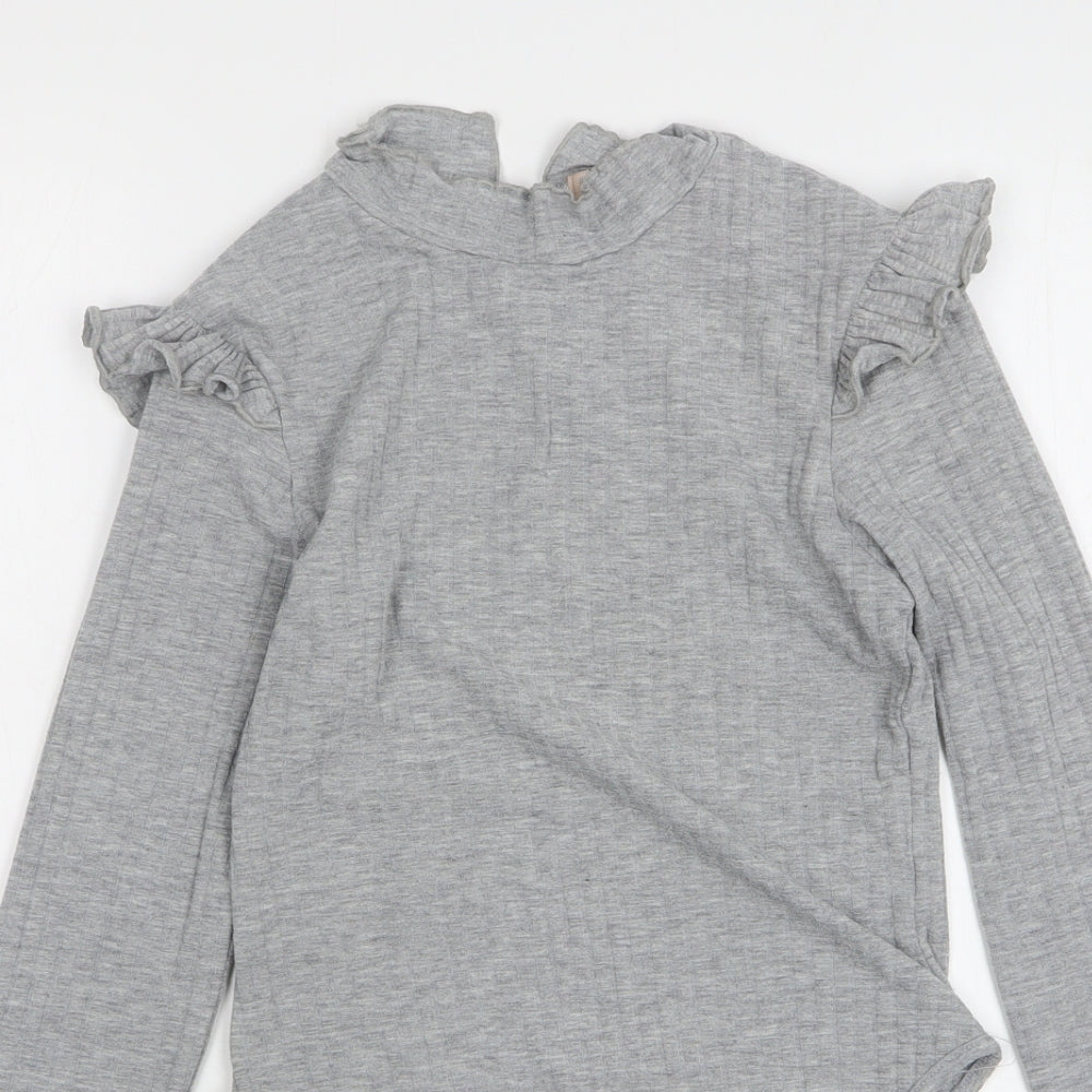 Misspap Womens Grey Polyester Bodysuit One-Piece Size 10