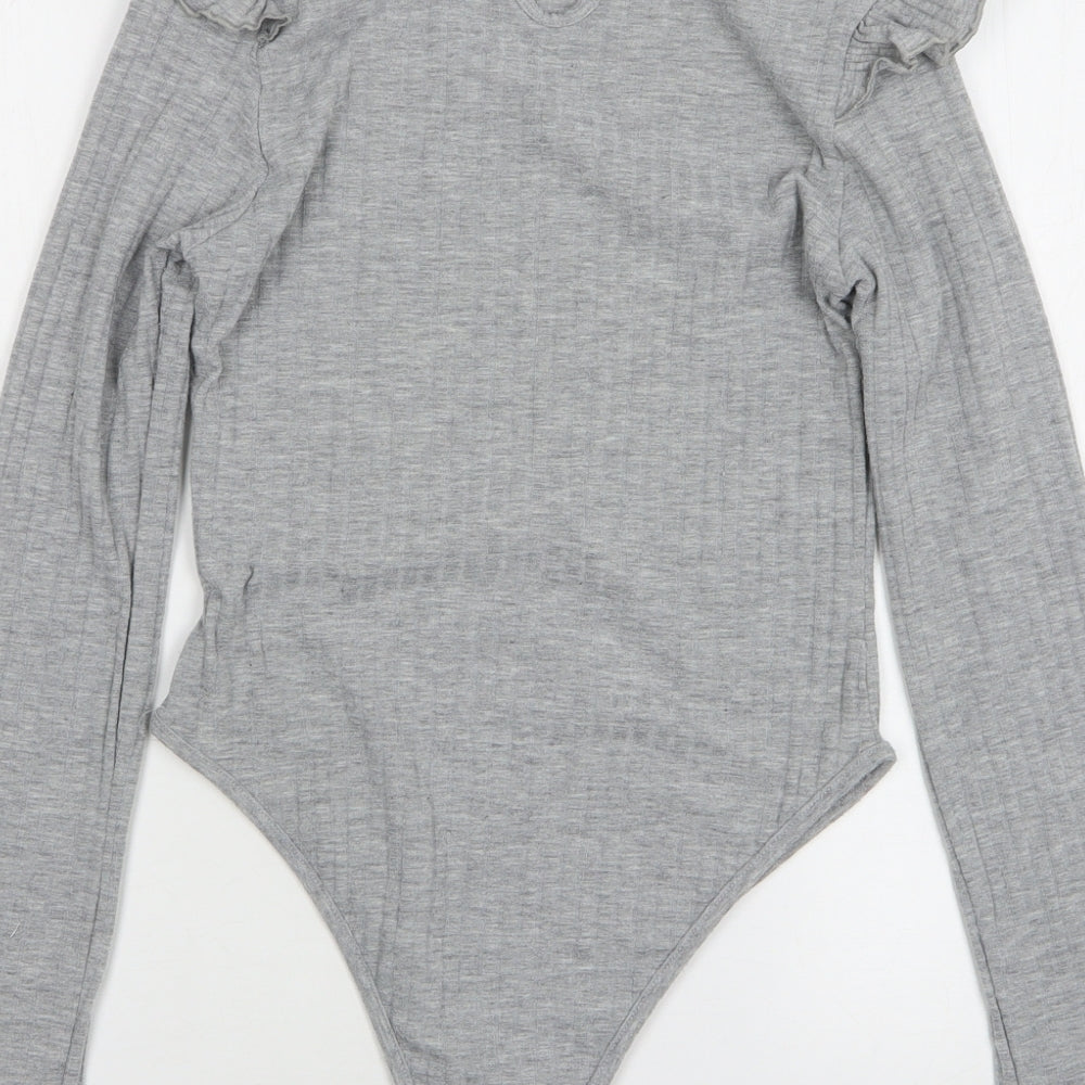 Misspap Womens Grey Polyester Bodysuit One-Piece Size 10