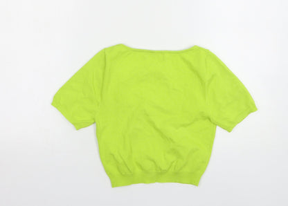 Shein Womens Green Nylon Cropped T-Shirt Size 10 Square Neck